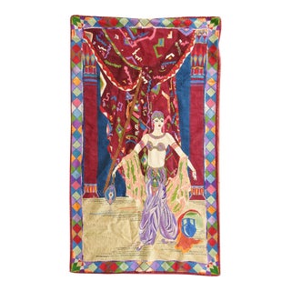Art Deco Embroidered Tapestry Exotic Dancer For Sale