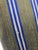 Textile 2 Ply Thai Silk Fabric in Olive Green With Gold and Navy Blue Club Stripe, 4 Yards For Sale - Image 7 of 7
