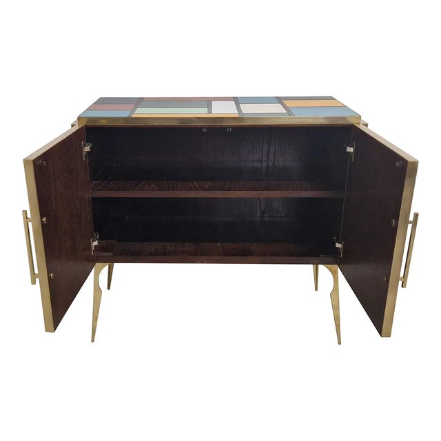 Two-Door Sideboard in Colored Glass, 1980s For Sale - Image 9 of 10