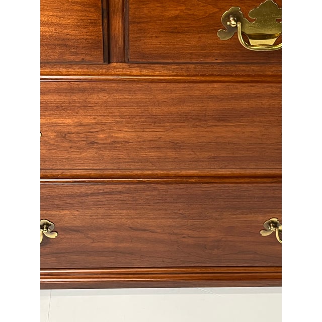 Wood Vintage Henkel Harris Solid Wild Black Cherry Triple Dresser Model 124 For Sale - Image 7 of 17