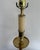 English 1970s Brass Candlestick Lamp With Carved Wood Base For Sale - Image 3 of 9