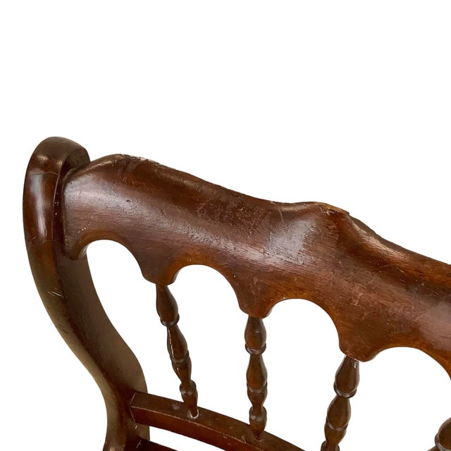 Brown Antique Victorian Eastlake-Style Spindle-Back Side Chair With Rattan Seat Detail For Sale - Image 8 of 18