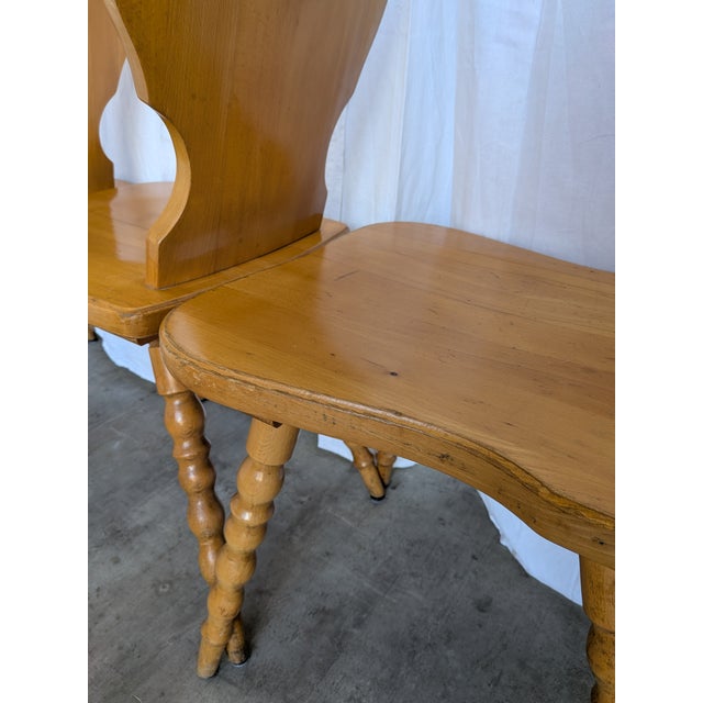 Vintage Tyrolean Farmhouse Heart Cutout Wooden Dining Chairs, 1970s, Set of 6 For Sale - Image 9 of 18