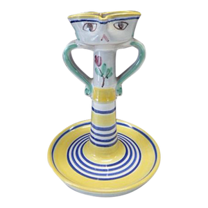 V. Pinto Vietri Ceramic Italian Art Pottery Sculpture Candle Holder Mid Century Modern