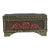 Vintage Painted Tramp / Folk Art Sewing Box With Large Pincushion Top & Red Heart Carving For Sale