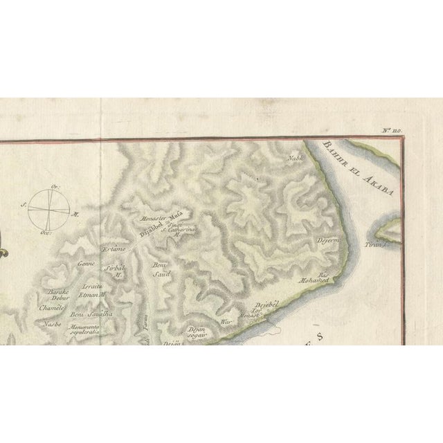 Paper Antique Map of Sinai and Gulf of Suez by Niebuhr, Arabia, 1774 For Sale - Image 7 of 9