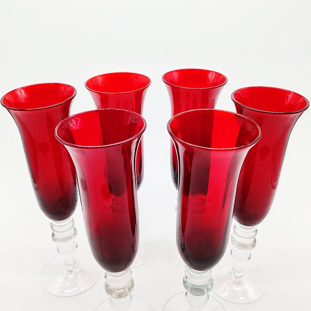 Mid-Century Modern Ruby Glasses in Murano Glass, 1960s, Set of 6 For Sale - Image 3 of 8
