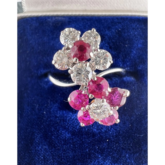 1970s You and Me Ring Gold Ruby Diamonds, Size 5.75 For Sale - Image 5 of 5
