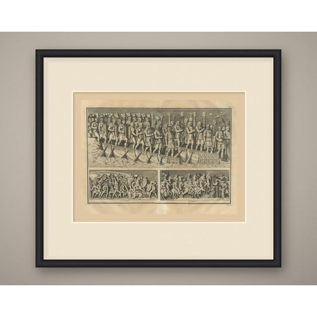 This is an original antique copper engraving, uncolored, a double page folding plate from montfaucon's antiquity...