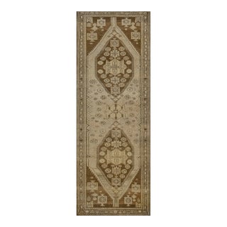 Traditional Antique Circa-1920 Brown Floral Wool Malayer Runner For Sale