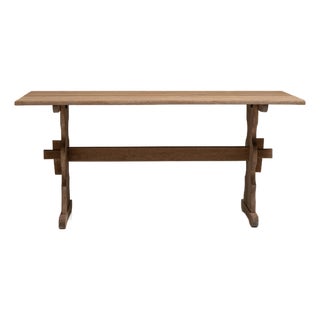20th Century French Tan Oak Trestle Table For Sale