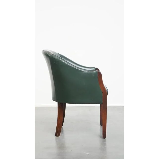 English Green Cowhide and Wooden Chair For Sale - Image 3 of 16