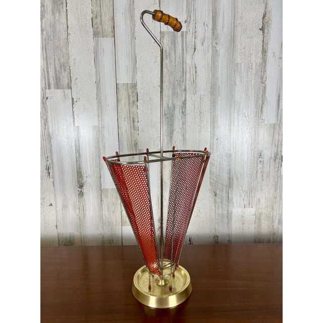 Perforated Metal Umbrella Stand Attributed to Mathieu Mategot For Sale - Image 12 of 12