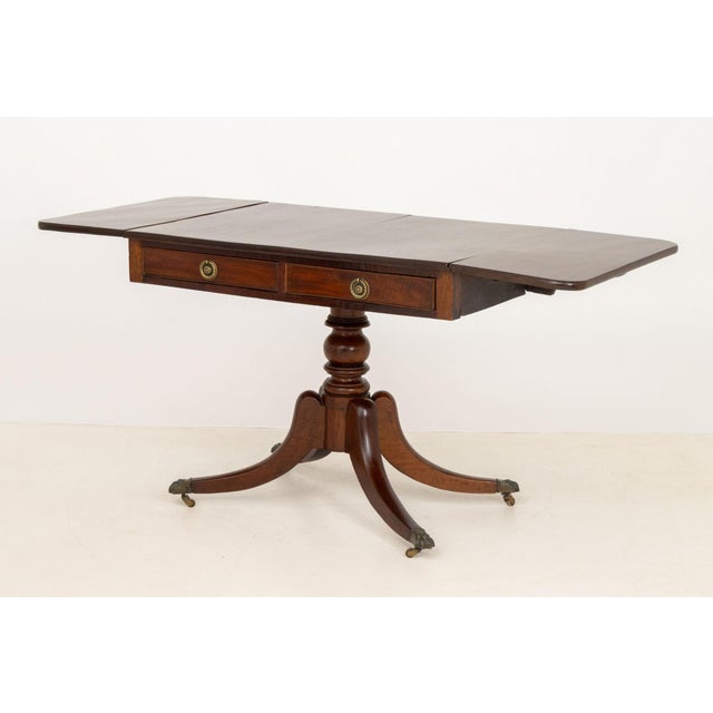 Regency Mahogany Drop Leaf Sofa Table For Sale - Image 11 of 13