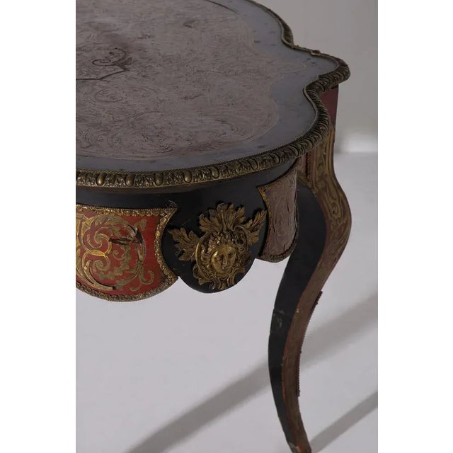 Napoleon IIV Boulle Style Panelled Desk in Walnut and Bronze, Late 1800s For Sale - Image 6 of 11