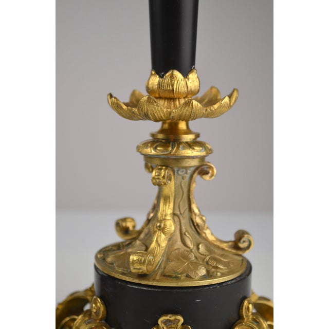 Antique French Gilt Bronze and Marble Candlesticks, 1890s, Set of 2 For Sale - Image 4 of 14