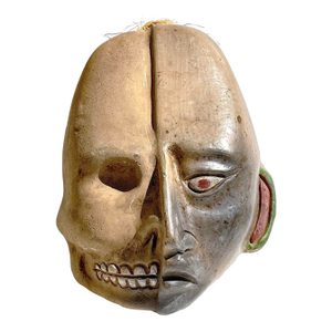 Vintage Mexican Life & Death Art Pottery Carnival Mask