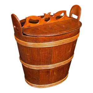 Antique Lidded Waste Bin, Georgian, Dutch, Oak, Fruitwood, Fireside Store c.1800