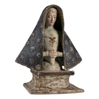 Mater Dolorosa Sculpture in Polychrome Terracotta, 18th Century For Sale