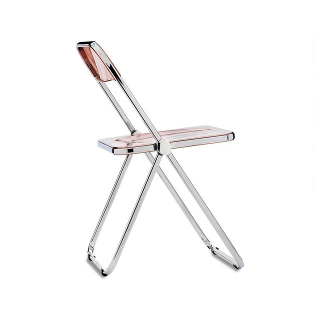 Metal Acrylic Glass Pink and Chrome Plia Chairs by Piretti for Castelli, Italy, 1970s, Set of 12 For Sale - Image 7 of 18