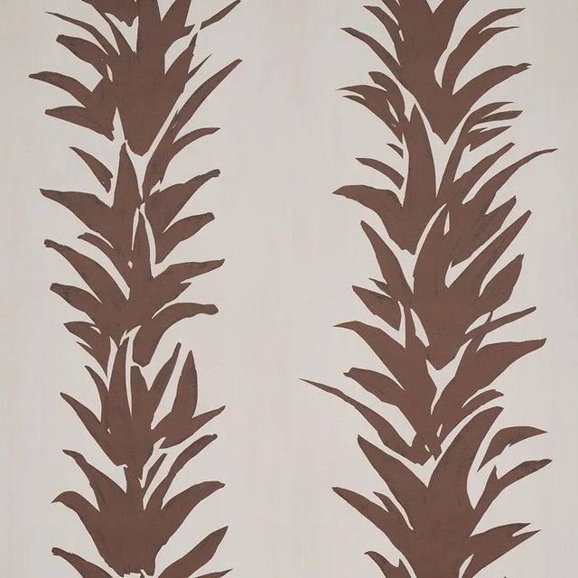 Schumacher x Backdrop White Lotus Wallpaper in Cocoa For Sale