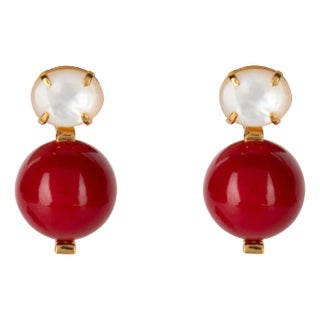 Nicky Studs, Red, Pierced For Sale