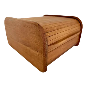 1970s Mid Century Modern Teak Wood Tambour Recipe Box or Desktop Organizer