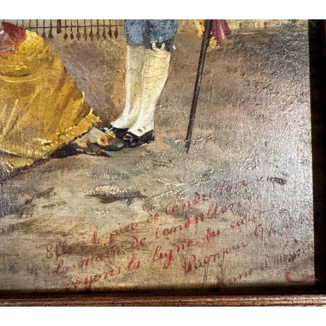 Unknown, Gallant Scene, 1800s, Oil on Panel, Framed For Sale - Image 4 of 6