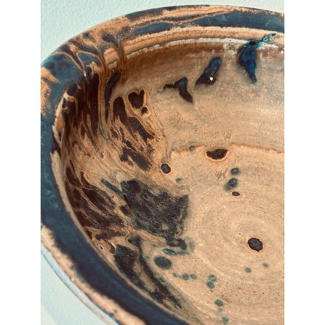 Large ceramic centerpiece bowl by Cranbrook Pottery. Various brown and terra cotta colored glazes. Natural Interiors. Chop...