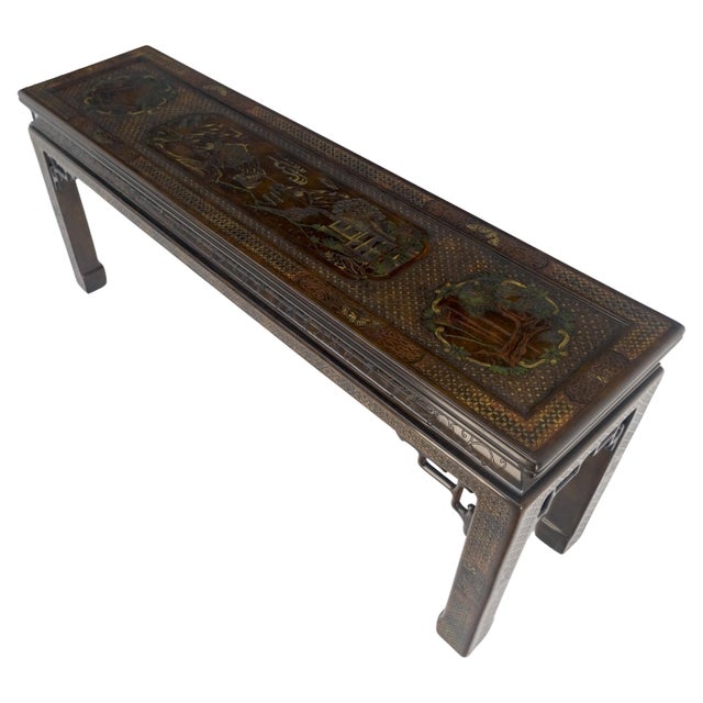 Very Fine John Widdicomb Lacquer Painted Decorated Console Sofa Table MINT For Sale - Image 9 of 16
