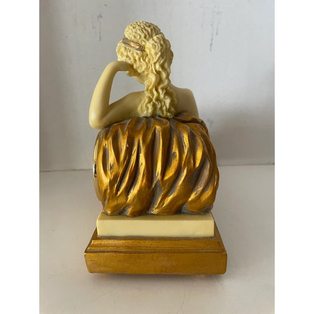 Plastic 1930s Art Nouveau "Taranis" Nude Sculpture Resin Mantle Clock Marked For Sale - Image 7 of 10