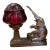 1930s Gibraltar Art Deco Spelter Elephant Table Lamp With Ruby Red Glass Shade For Sale