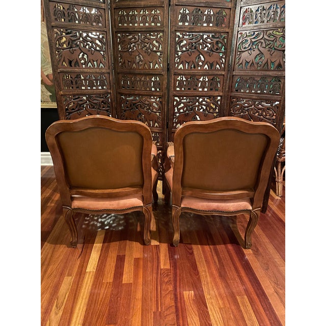 1980s Vintage Louis XV–Style Ralph Lauren Aesthetic -Large Leather Accent Chairs For Sale - Image 5 of 6