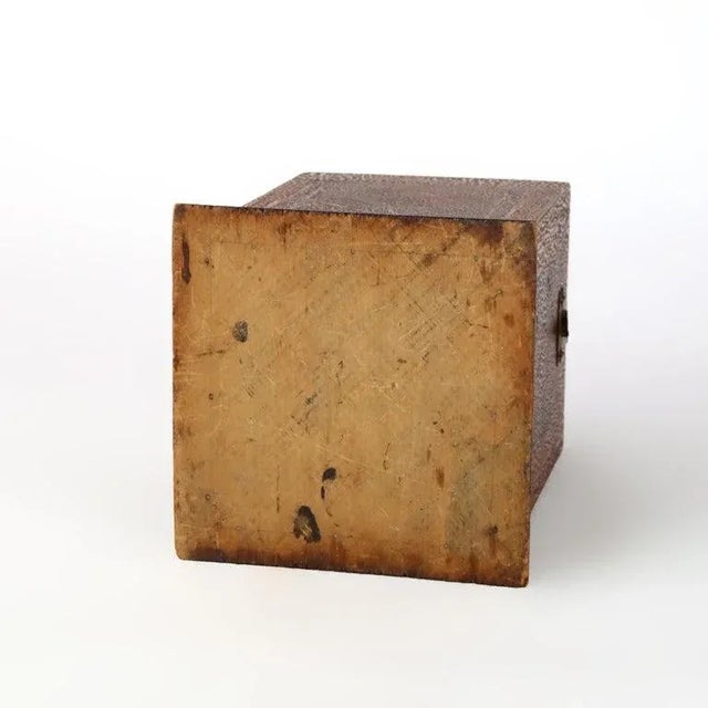 Brown Antique Mixed Wood & Marquetry Cigar Box With Glass Insert C1910 For Sale - Image 8 of 12