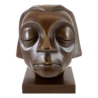 Expressionist Sculpture of Head, 20th Century, Bronze For Sale