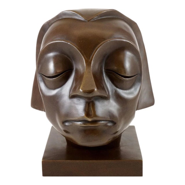 Expressionist Sculpture of Head, 20th Century, Bronze For Sale