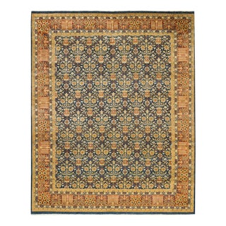 Vintage Moroccan Hand Knotted Wool Area Rug, Navy Blue - 8'1" X 10'0" For Sale