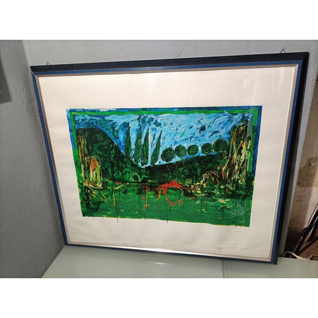 Mario Schifano, Landscape, 1970s, Color Lithograph, Framed For Sale - Image 17 of 17