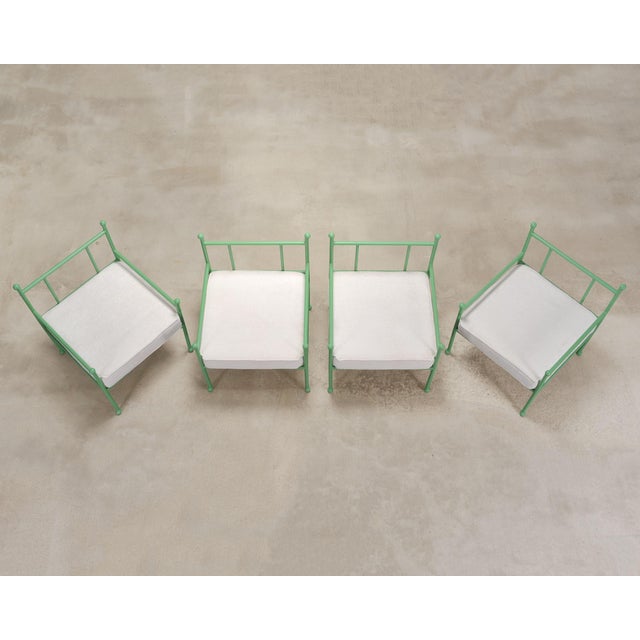 Set of Four French Mid-Century Iron Garden Lounge Dining Armchairs For Sale - Image 4 of 18