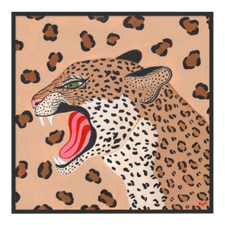 Vanessa the Leopard by Willa Heart in Black Framed paper, XS Art Print For Sale