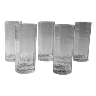 Vintage Octagonal Structured Glasses from Luminarc, 1970s, Set of 5 For Sale