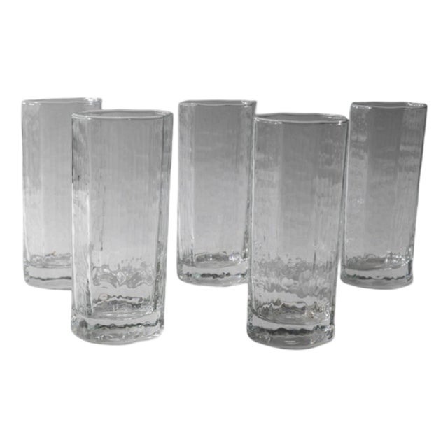 Vintage Octagonal Structured Glasses from Luminarc, 1970s, Set of 5 For Sale