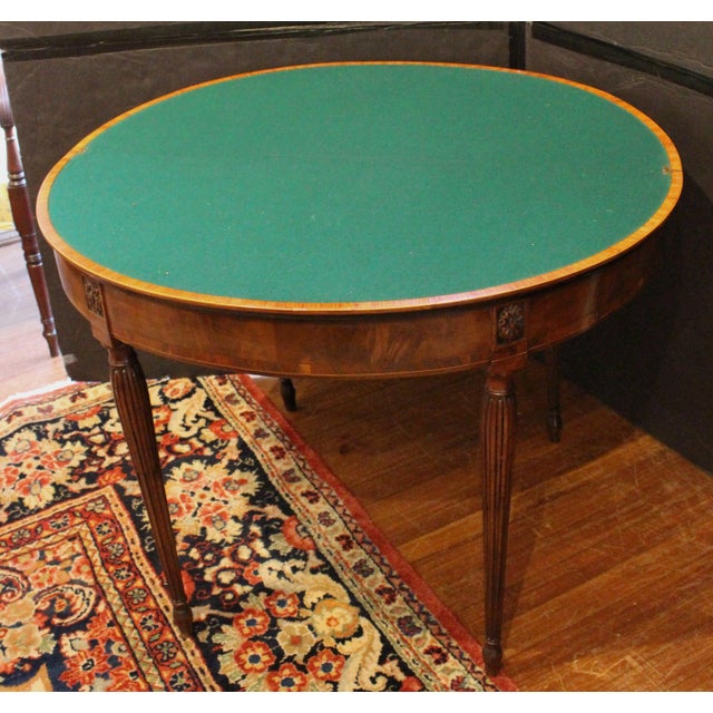 English Circa 1790 George III Demilune Fold-Over Games Table For Sale - Image 3 of 5