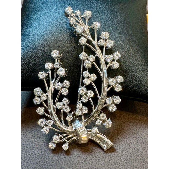 Vintage 18 Karat White Gold Large Diamond 8.9 CT Floral Bouquet Broach 31.2GM For Sale - Image 10 of 18