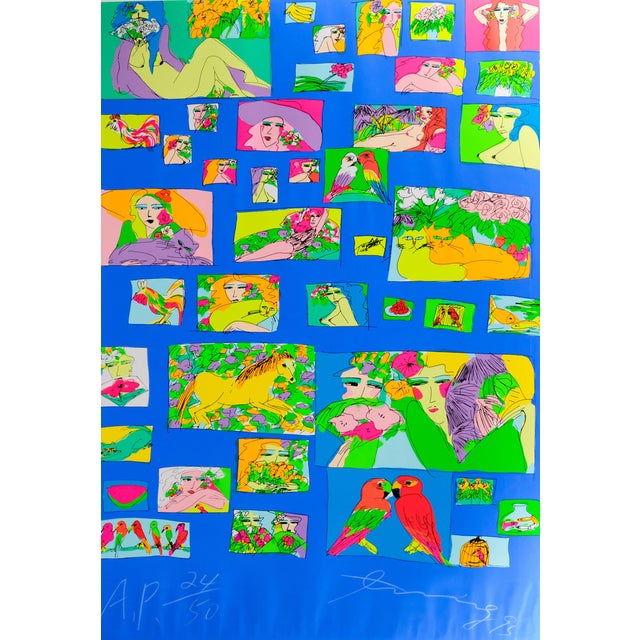 Walasse Ting, Things I Like (Bleu), Screen Print For Sale