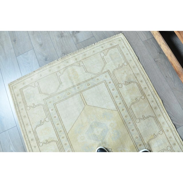 Modern Oushak Vintage Tan Khaki Color Area Rug For Sale - Image 3 of 11