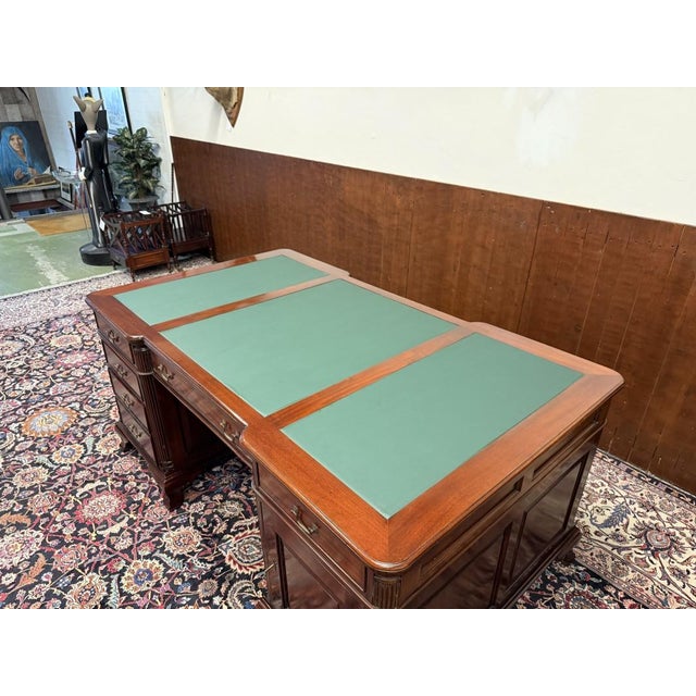 English Desk with Green Leather For Sale - Image 17 of 18