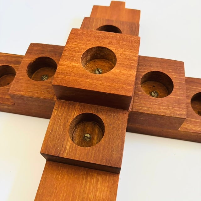 Late 20th Century Vintage Wood Block Candle Holder For Sale - Image 5 of 10