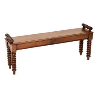 Antique Victorian Carved Bench, 1860 For Sale
