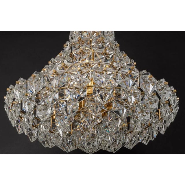 Huge Brass and Crystal Glass Chandelier by Kinkeldey, Germany, 1970s For Sale - Image 9 of 16